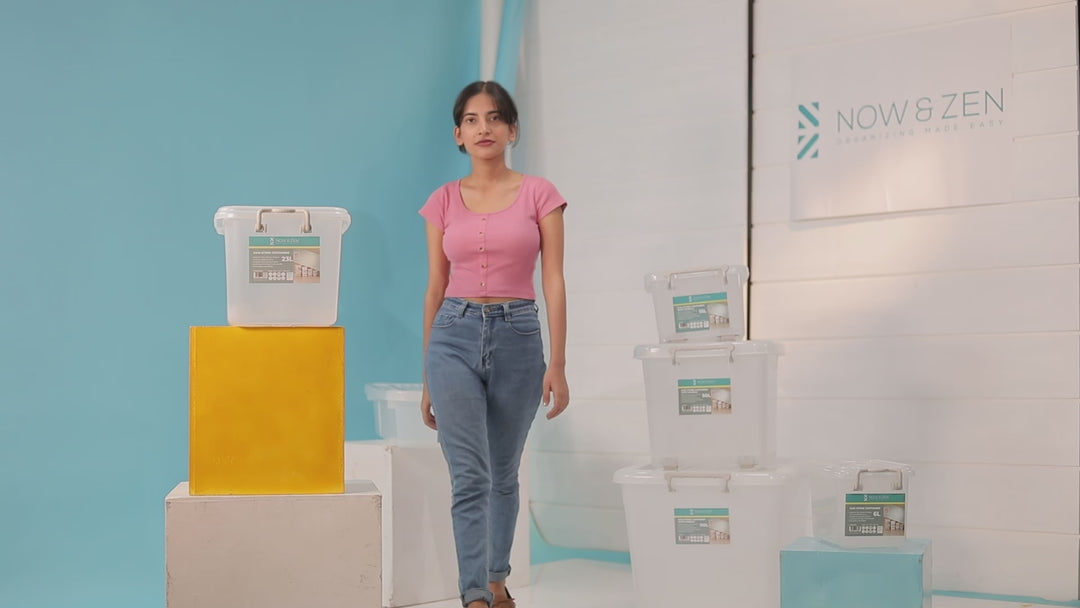 Plastic Storage Box (10 Litre) - with a Locking Lid & Handle | Multipurpose Stackable Container