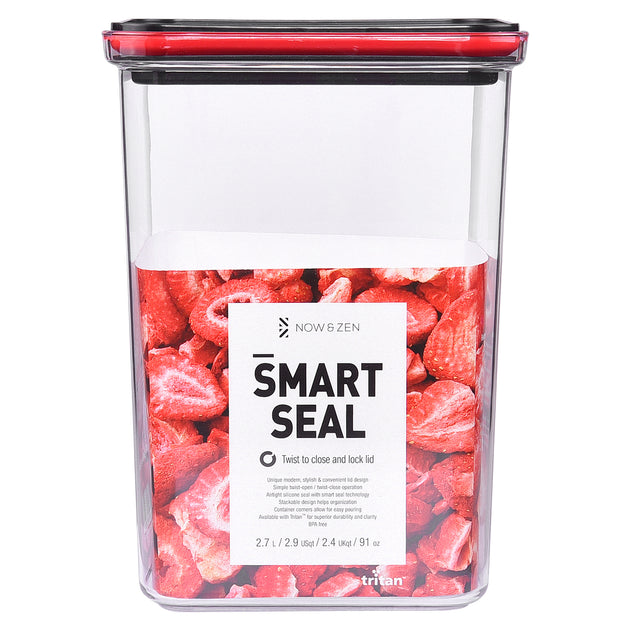 Neoflam Airtight Smart Seal Food Storage Container (Set of 3, Square) |  Crystal Clear Body | Modular, Stackable, Nestable Design | Easy to Clean,  BPA