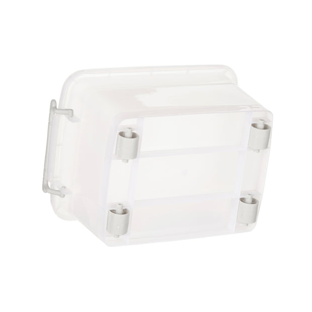 Plastic Multipurpose Stackable Storage Box Container with Lid Handles and Wheels 15 Litre