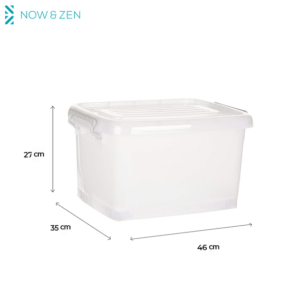 Plastic Multipurpose Stackable Storage Box Container with Lid Handles and Wheels 35 Litre