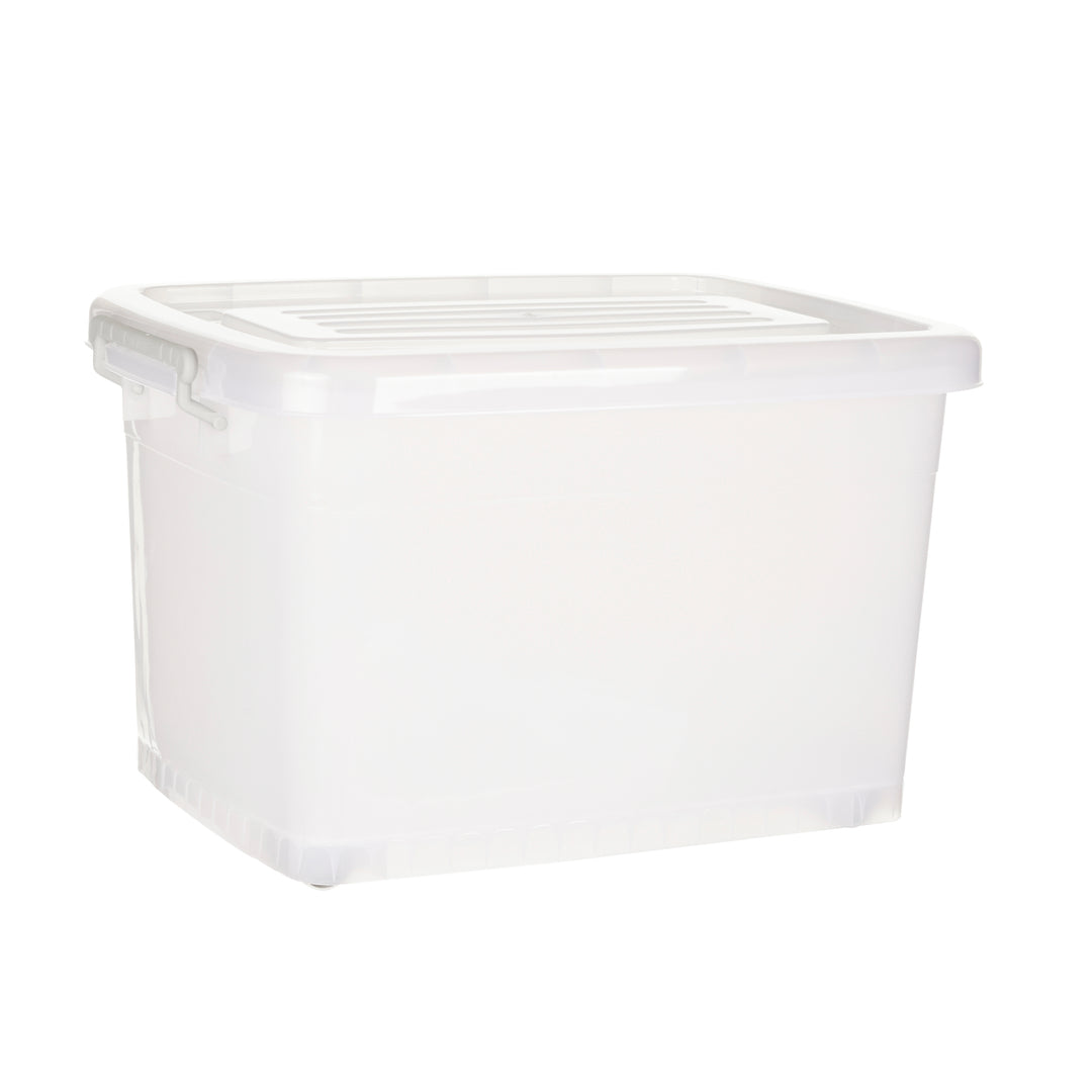 Plastic Multipurpose Stackable Storage Box Container with Lid Handles and Wheels 50 Litre Now  Zen