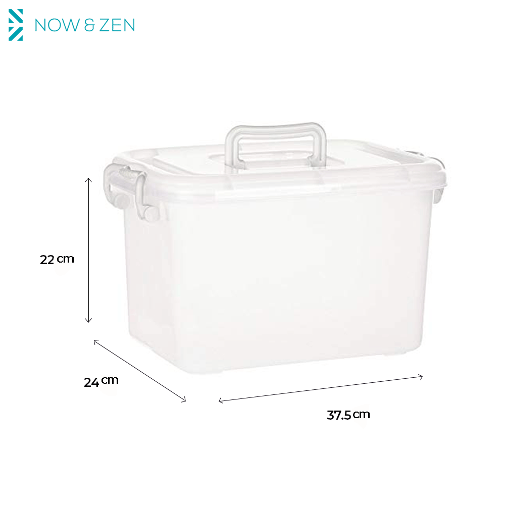 Plastic Multipurpose Stackable Storage Box Container with Lid and Handles 10 Litre Now and Zen