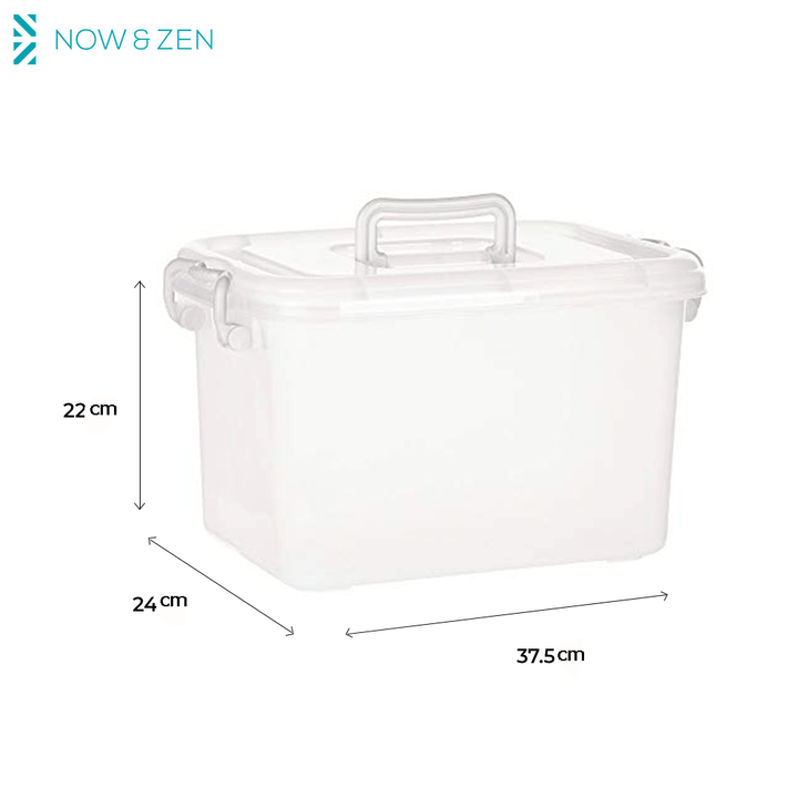 Plastic Multipurpose Stackable Storage Box Container with Lid and Handles 10 Litre Now and Zen