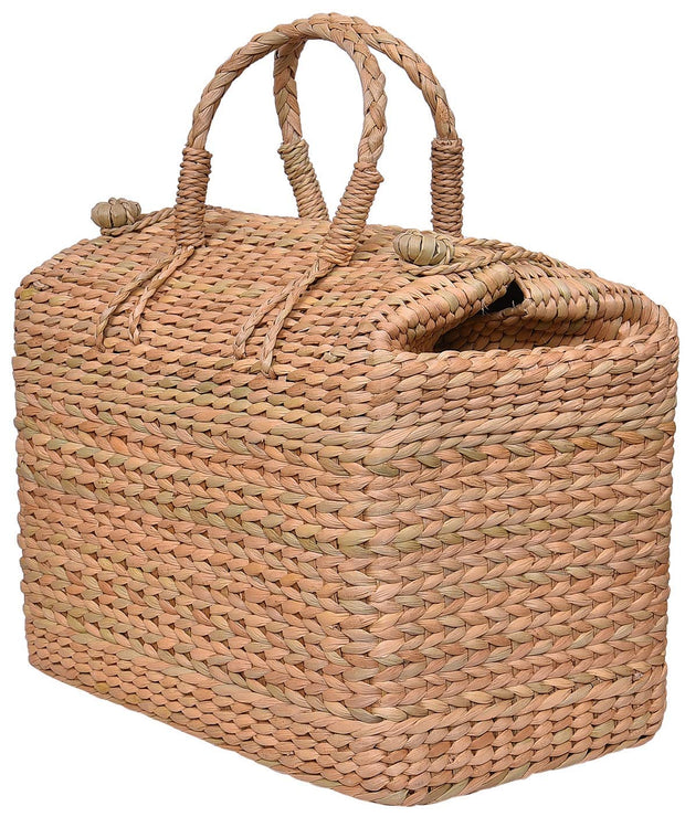 Kauna Seagrass Striped Picnic Basket - Medium