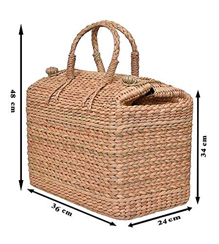 Kauna Seagrass Striped Picnic Basket - Medium