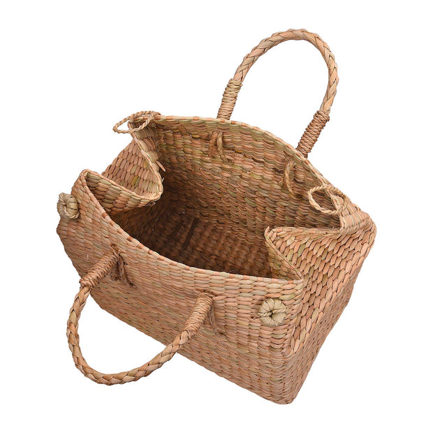 Kauna Seagrass Striped Picnic Basket - Medium