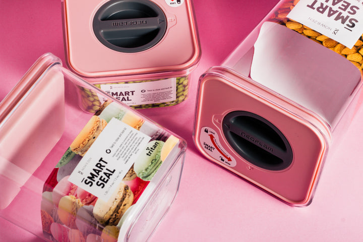 Kitchen Food Storage Containers Airtight (Pink) - Set of 3 sizes