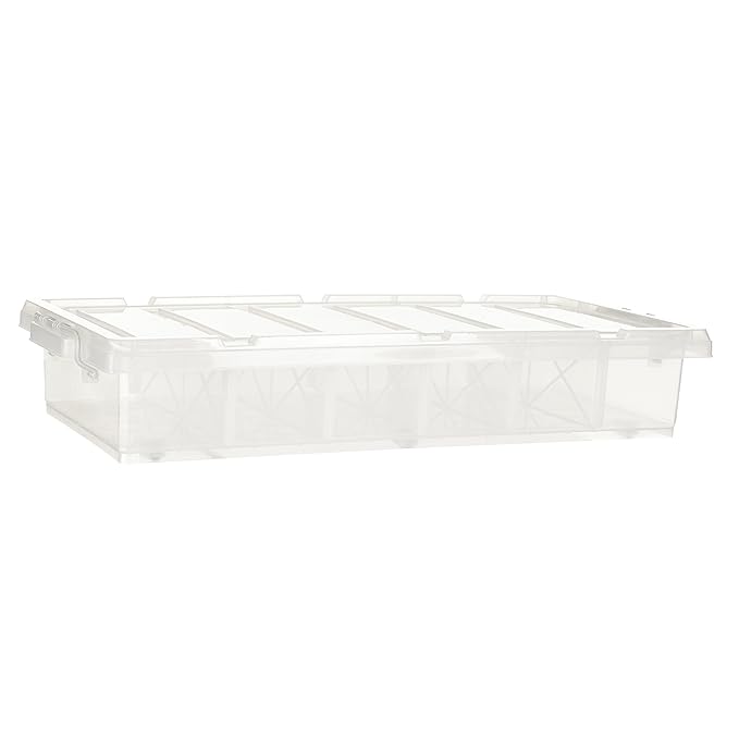 Underbed Plastic Storage Box with Compartments | Multipurpose Stackable Container