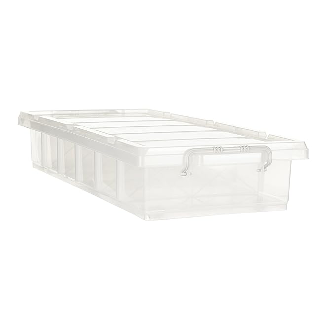 Underbed Plastic Storage Box with Compartments | Multipurpose Stackable Container