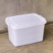 Large Plastic Storage Box (50 Litre) - with Locking Lid, Handles and Wheels | Multipurpose Stackable Container