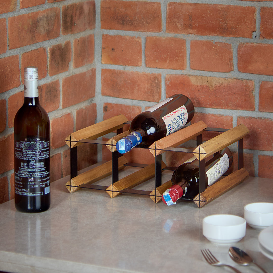 Grova Teak Wine Rack - 3 Bottles