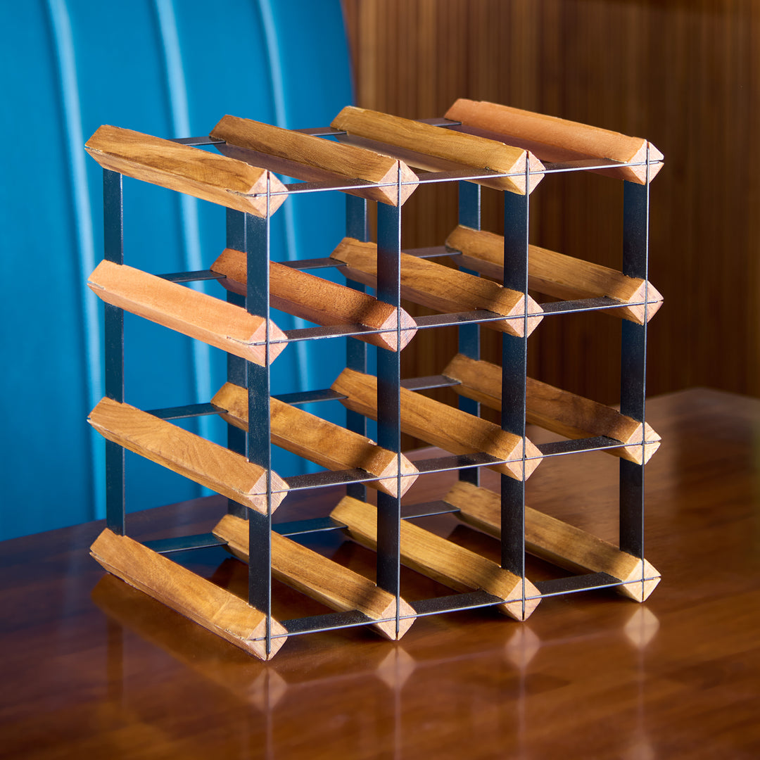 Grova Teak Wine Rack - 9 Bottles