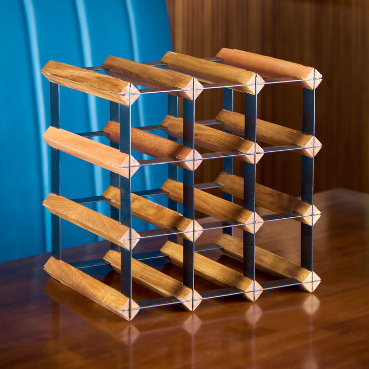 Grova Teak Wine Rack - 9 Bottles