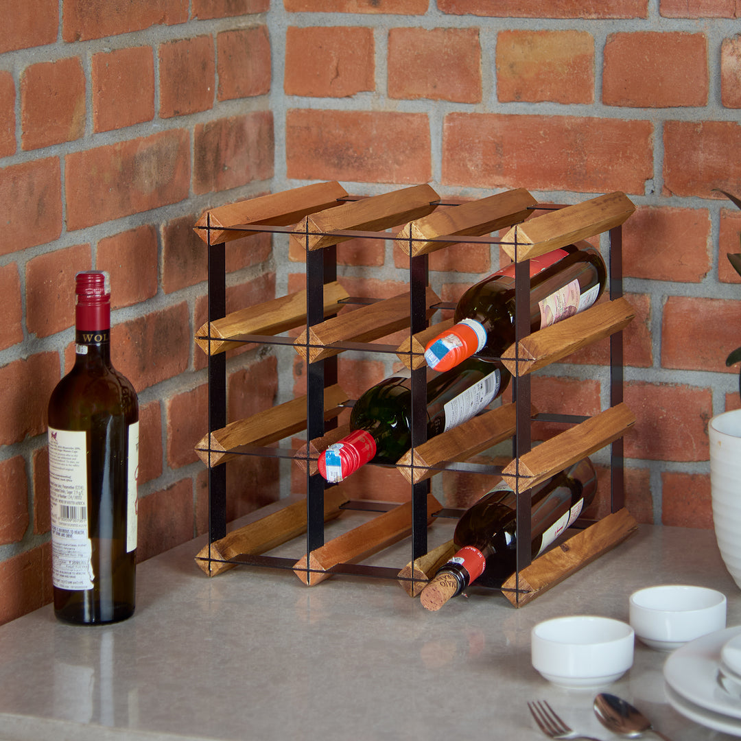 Grova Teak Wine Rack - 9 Bottles