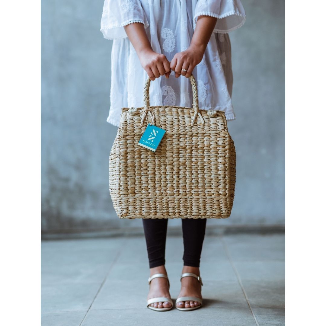 Kauna Seagrass Picnic Basket - Medium (36 x 24 x 34 cm)