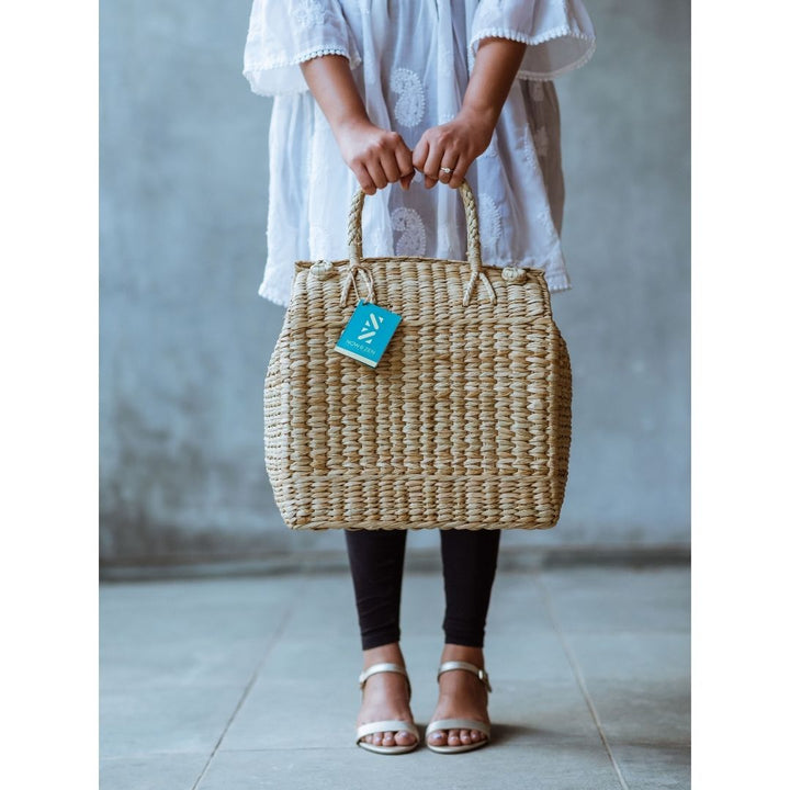 Kauna Seagrass Picnic Basket - Medium (36 x 24 x 34 cm)