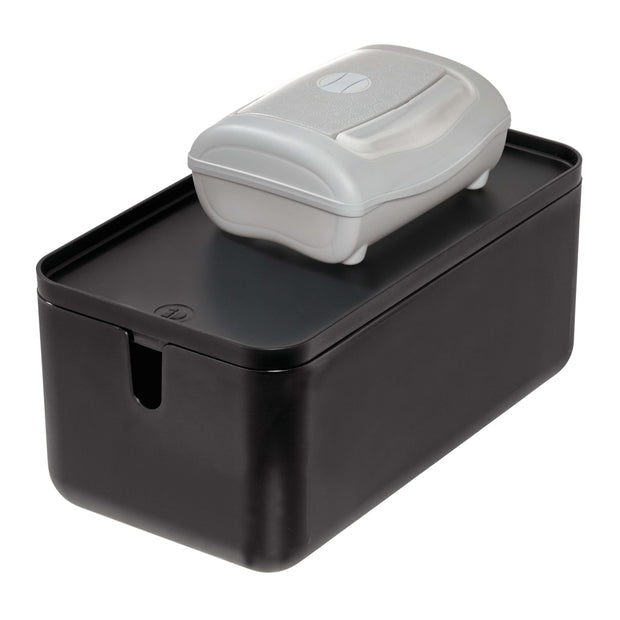 Cade BPA-Free Plastic Toilet Paper Storage Bin with Lid - Black