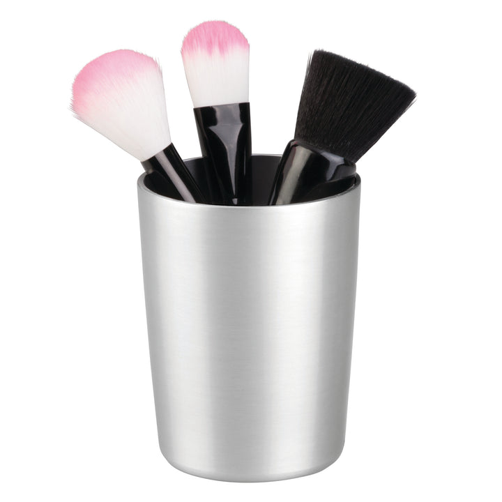 tumbler bathroom vanity cosmetic organizer aluminium metal rust proof tumbler interdesign idesign now and zen