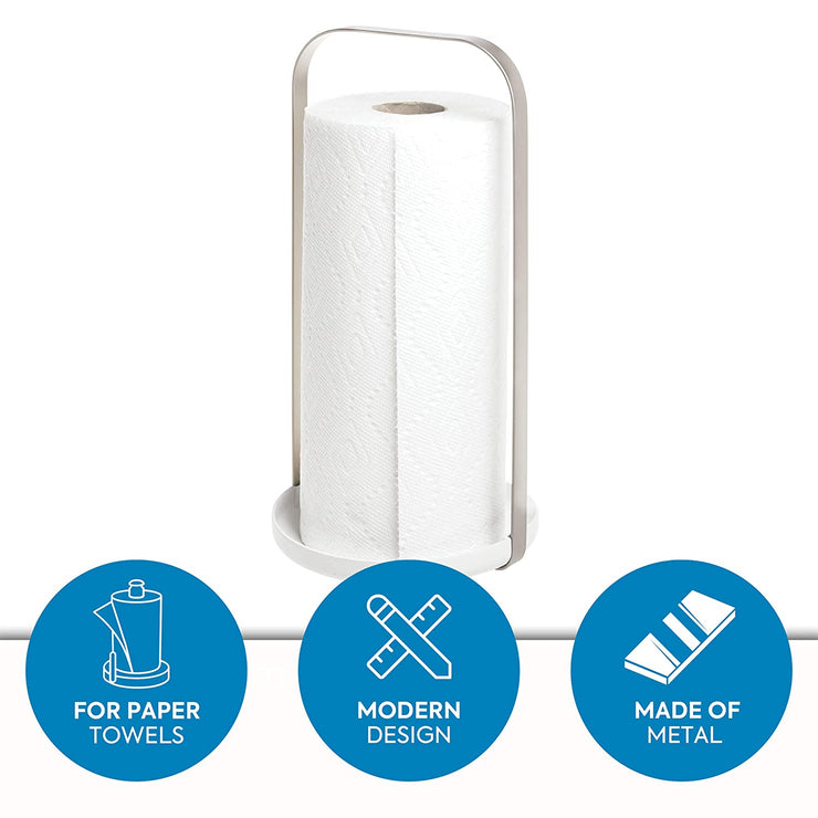Austin Paper Towel Holder - Matte Satin/White