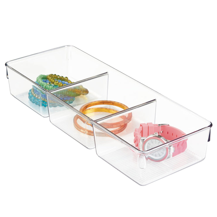 Interdesign Linus Plastic Organizer, Storage Container for Vanity, Bathroom, Kitchen Drawers, 3 inch x 3 inch x 2 inch, Set of 2, Clear