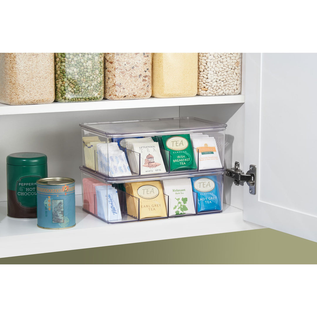 Tea bag packet storage box organizer with lid plastic BPA free Interdesign iDesign Now and Zen