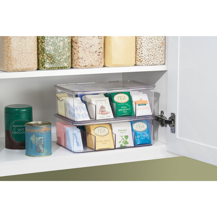 Tea bag packet storage box organizer with lid plastic BPA free Interdesign iDesign Now and Zen