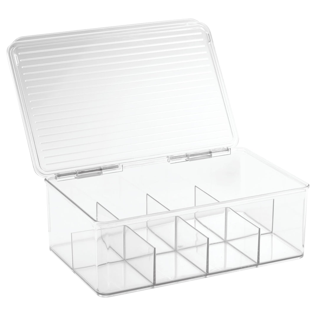 Tea bag packet storage box organizer with lid plastic BPA free Interdesign iDesign Now and Zen