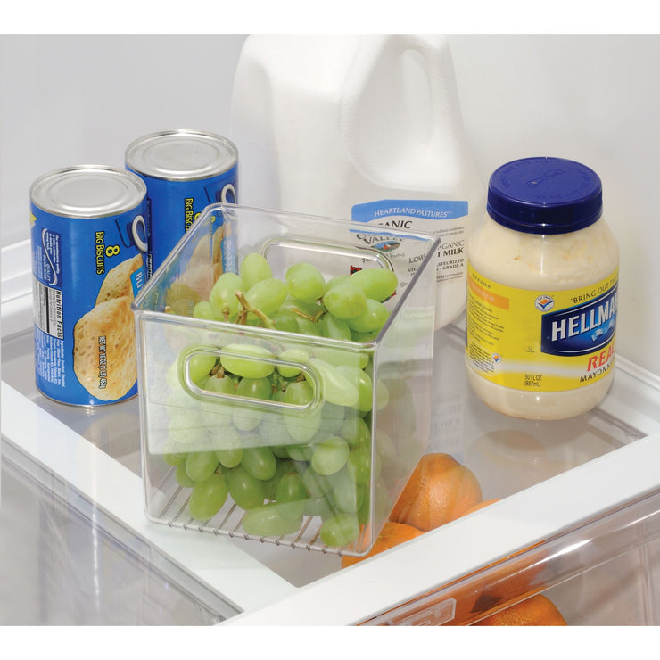 iDesign Linus Plastic Storage Bin with Handles for Kitchen, Fridge, Freezer, Pantry, and Cabinet Organization, BPA-Free, Clear