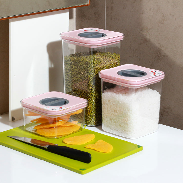Smart Seal Stackable Kitchen Storage Containers Full Range Twist Lock Pink Lid Now & Zen