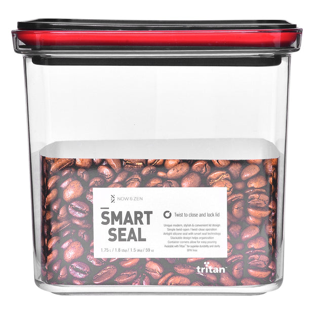 Smart Seal Stackable Kitchen Storage Container 1.7 Litre Twist Lock Black Lid Now & Zen