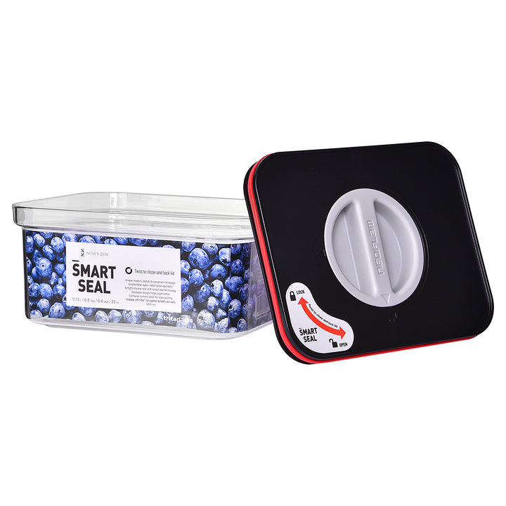 Smart Seal Stackable Kitchen Storage Containers 0.7 Litre Twist Lock Black Lid Now & Zen