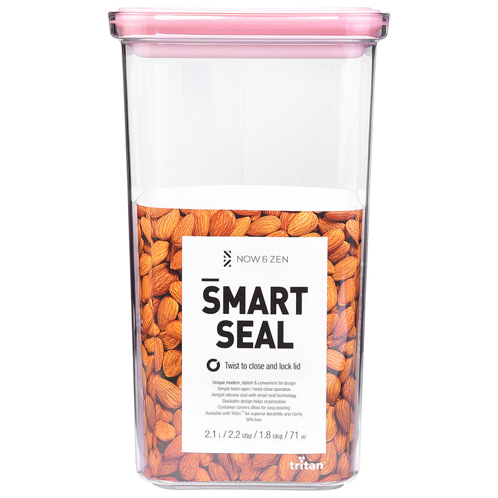 Smart Seal Stackable Kitchen Storage Container 2.1 Litre Twist Lock Pink Lid Now & Zen