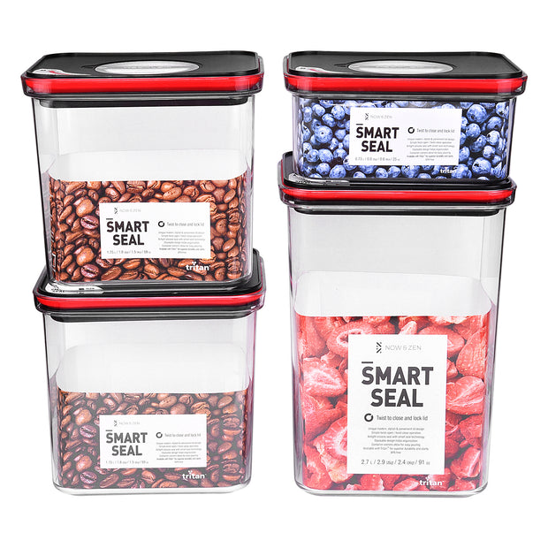 Smart Seal Stackable Kitchen Storage Container Twist Lock Black Lid full range Now & Zen