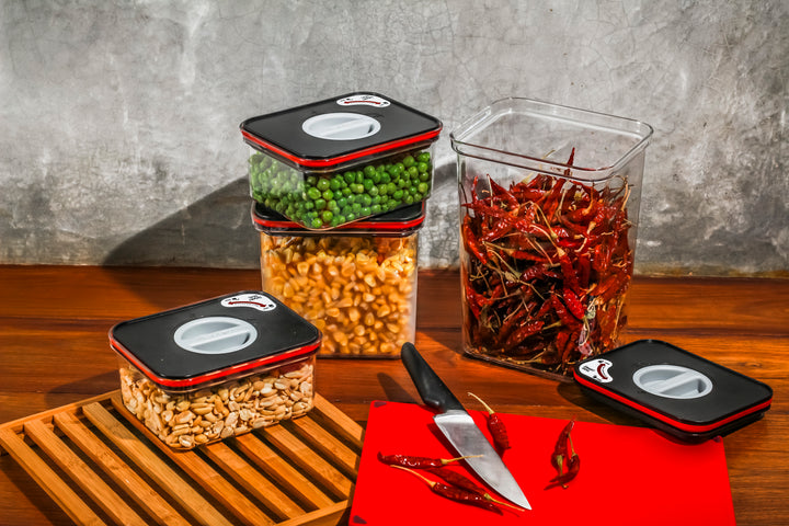 Smart Seal Stackable Kitchen Storage Containers Full Range Twist Lock Black Lid Now & Zen