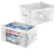 Collapsible Storage Zipper Bag (Medium) White/Clear - Set of 2
