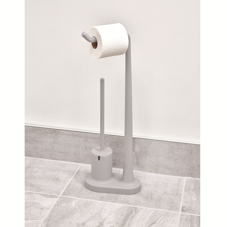 iDesign Plastic Toilet Paper Stand and Bowl Brush Gray 1