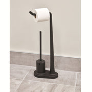 iDesign Plastic Toilet Paper Stand and Bowl Brush - Black 1