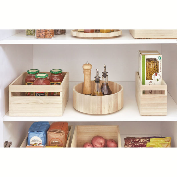 iDesign EcoWood Natural Paulownia Wood Tall 10.5" Turntable Organizer 2