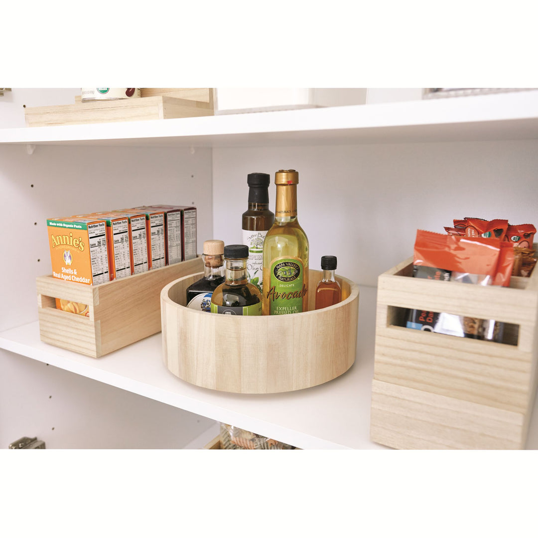 iDesign EcoWood Natural Paulownia Wood Tall 10.5" Turntable Organizer 3