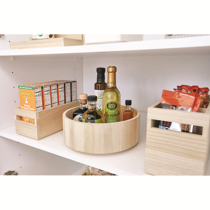 iDesign EcoWood Natural Paulownia Wood Tall 10.5" Turntable Organizer 3