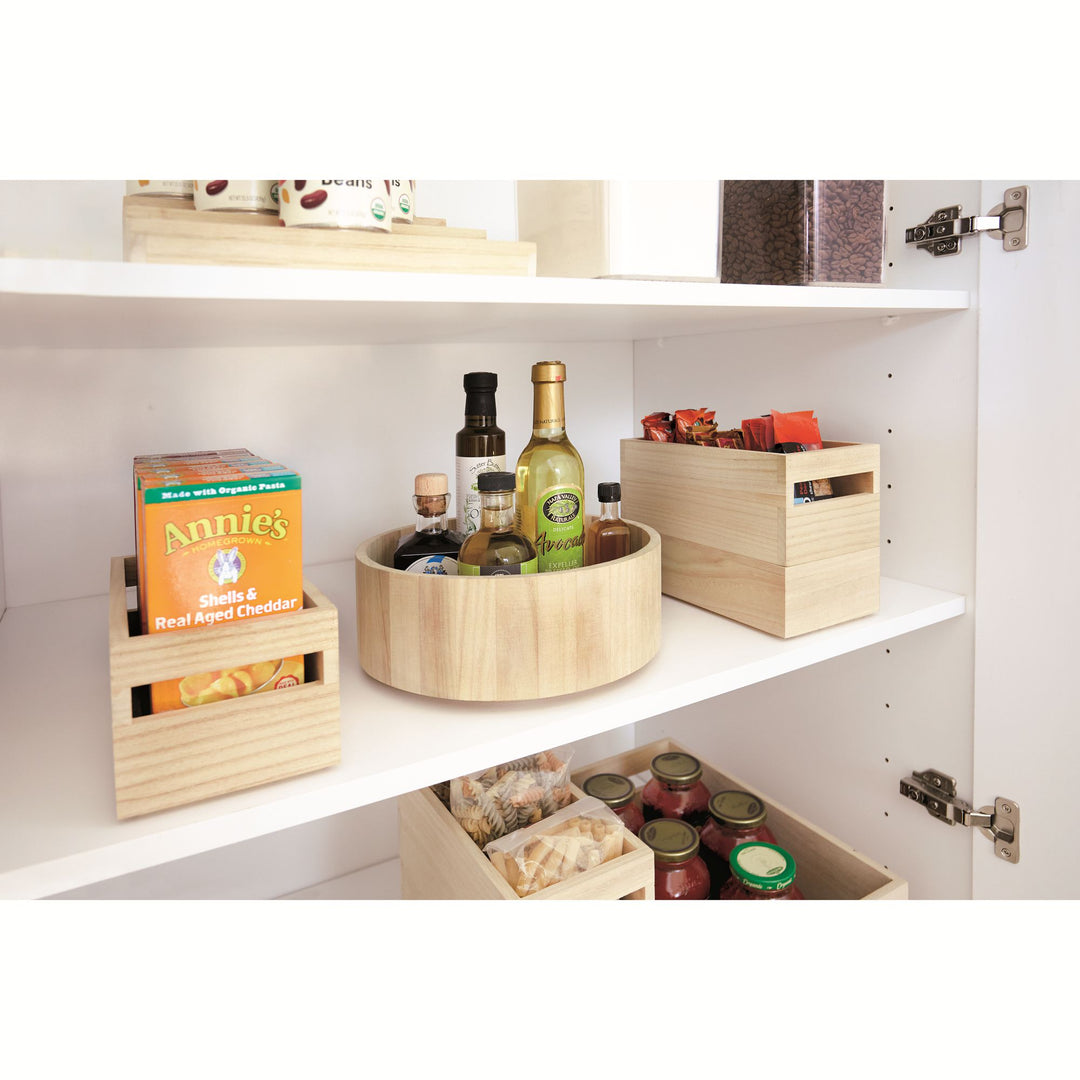 iDesign EcoWood Natural Paulownia Wood Tall 10.5" Turntable Organizer 4