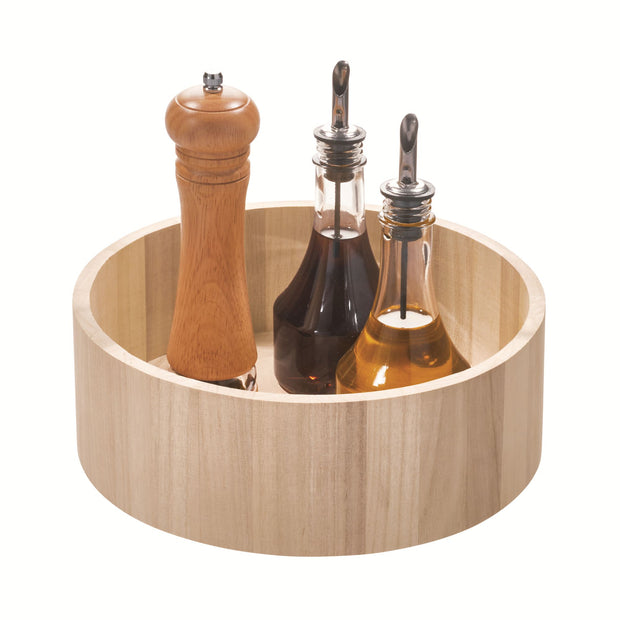 iDesign EcoWood Natural Paulownia Wood Tall 10.5" Turntable Organizer 5