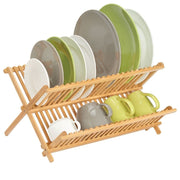 Bamboo Folding Collapsible Dish Drying Rack 1