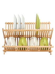 Bamboo Folding Collapsible Dish Drying Rack 2