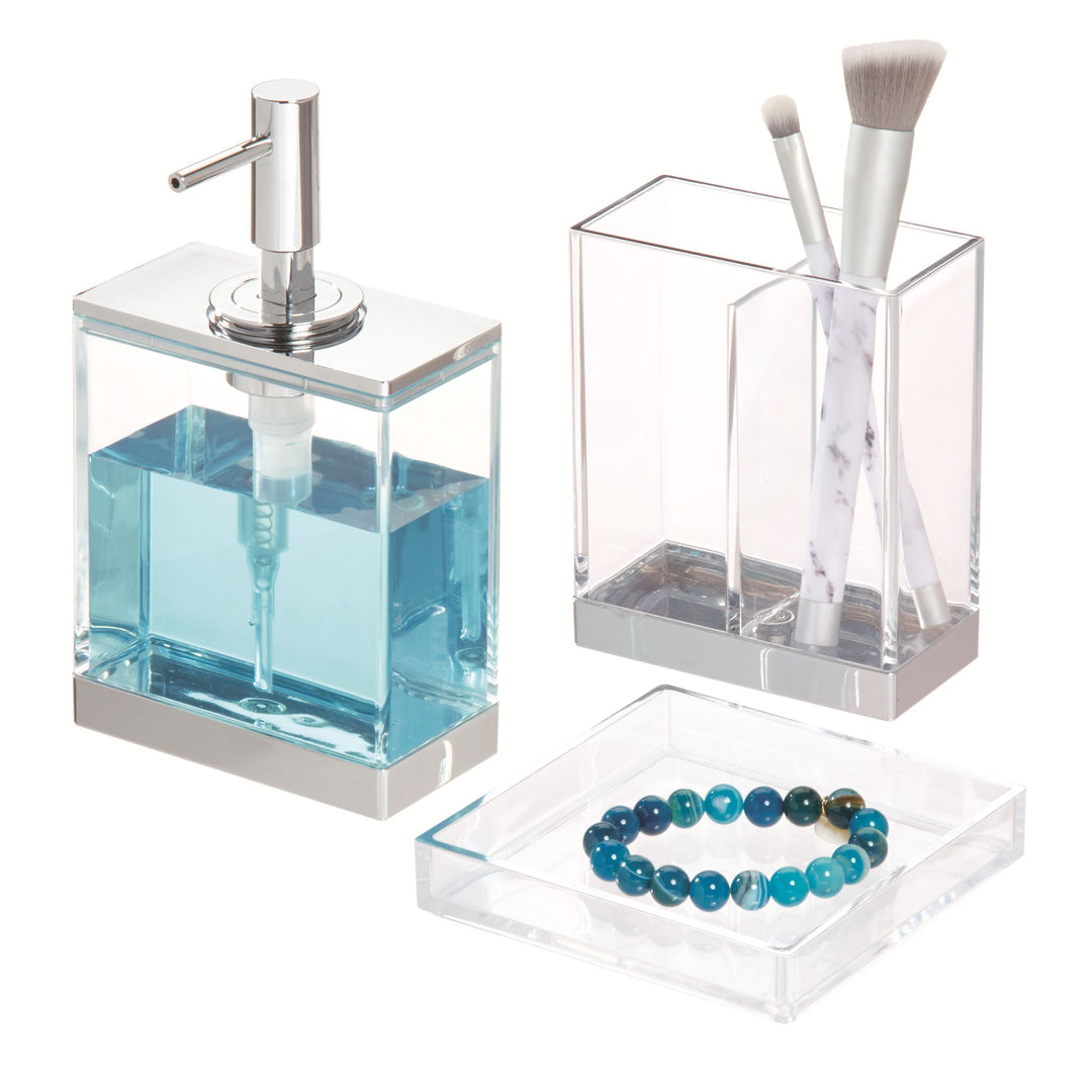 iDesign Clarity 3-Piece Bathroom Accessory Set 1