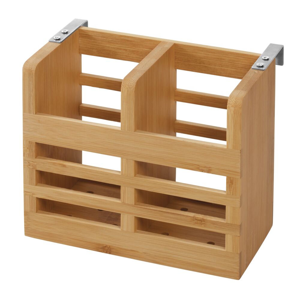 Bamboo Silverware Caddy Utensil Holder 2