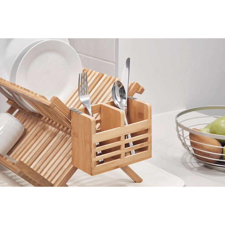 Bamboo Silverware Caddy Utensil Holder 3