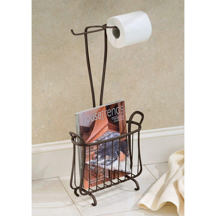 iDesign Axis Free Standing Toilet Paper Holder and Newspaper/Magazine Rack 2