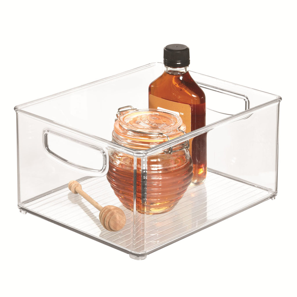 iDesign Linus Plastic Storage Bin with Handles for Kitchen, Fridge, Freezer, Pantry, and Cabinet Organization, BPA-Free, Clear