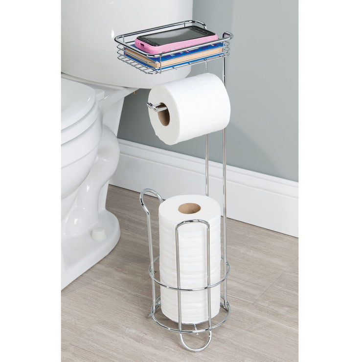 iDesign Classico Free Standing Toilet Paper Holder with Shelf 2